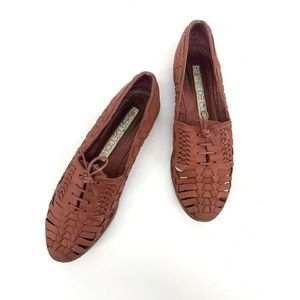 ESPRIT Red Woven Leather Lace Up Oxfords shoes
